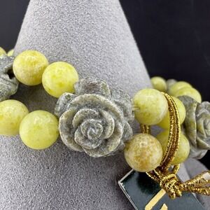 Vintage Connemara Marble Bracelet Irish Signed Stretch 7"